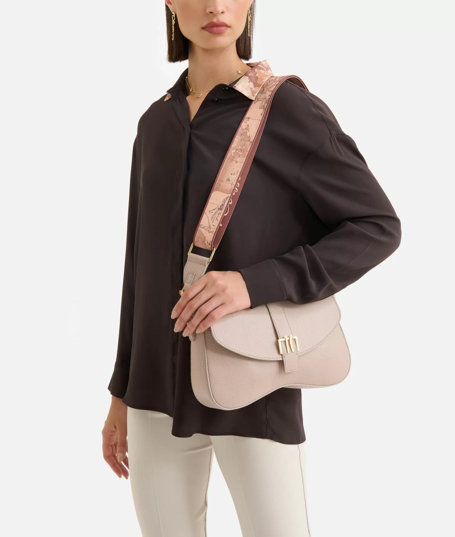 Alviero martini 1a classe Inspiring Bag tracolla con patta Taupe Chiaro Negozi Online