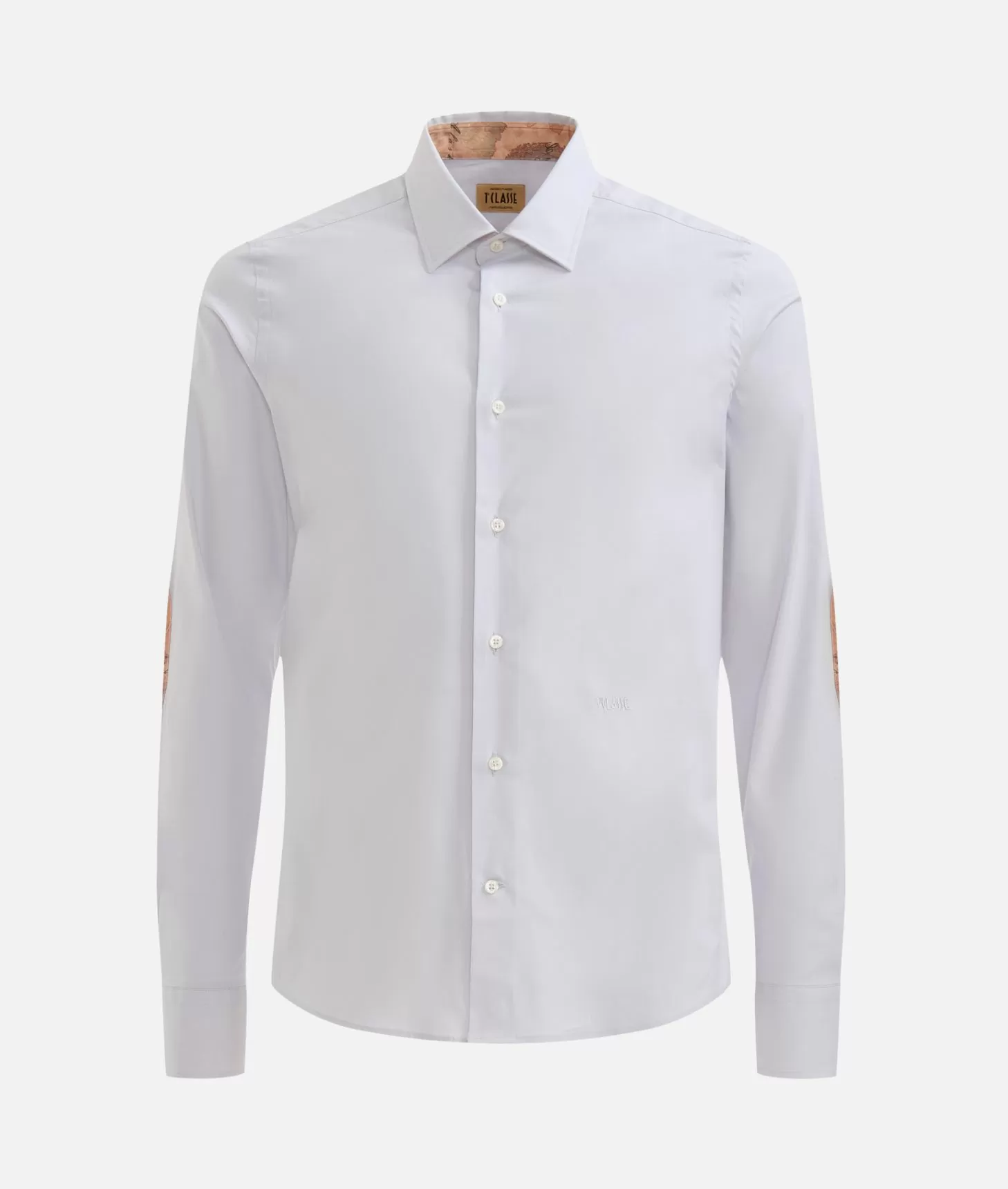 Alviero martini 1a classe Camicia super slim in cotone stretch con toppe Geo Classic Grigio Chiaro Shopping Online