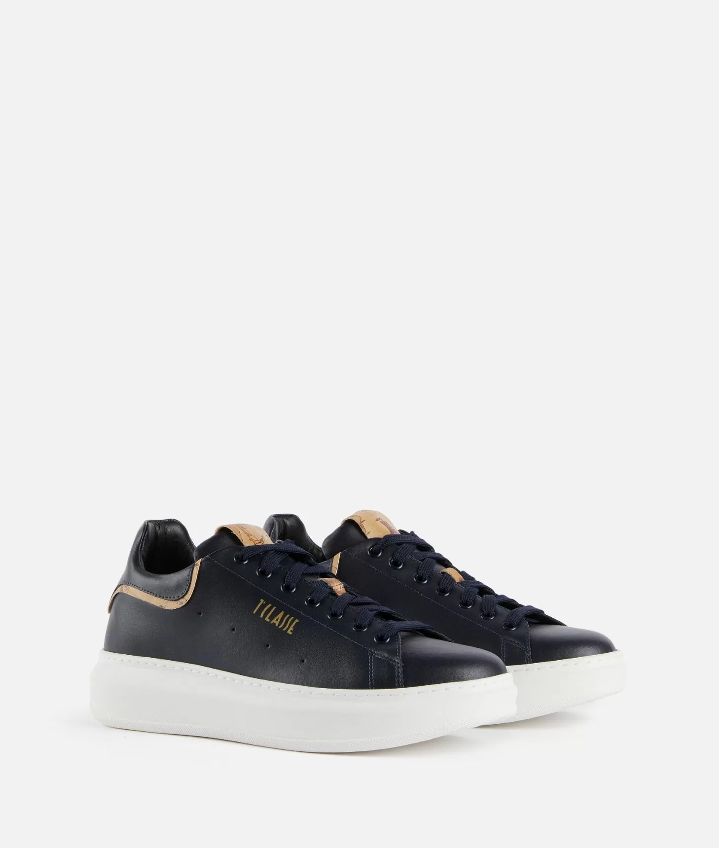 Alviero martini 1a classe Sneakers in pelle liscia con doppio logo 1ᴬ Classe Blu Scuro Online