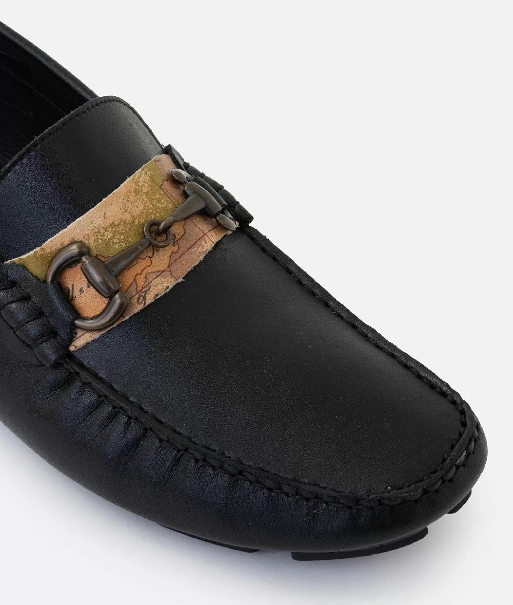 Alviero martini 1a classe Mocassini tubolari in pelle liscia Neri Saldi Di Fabbrica