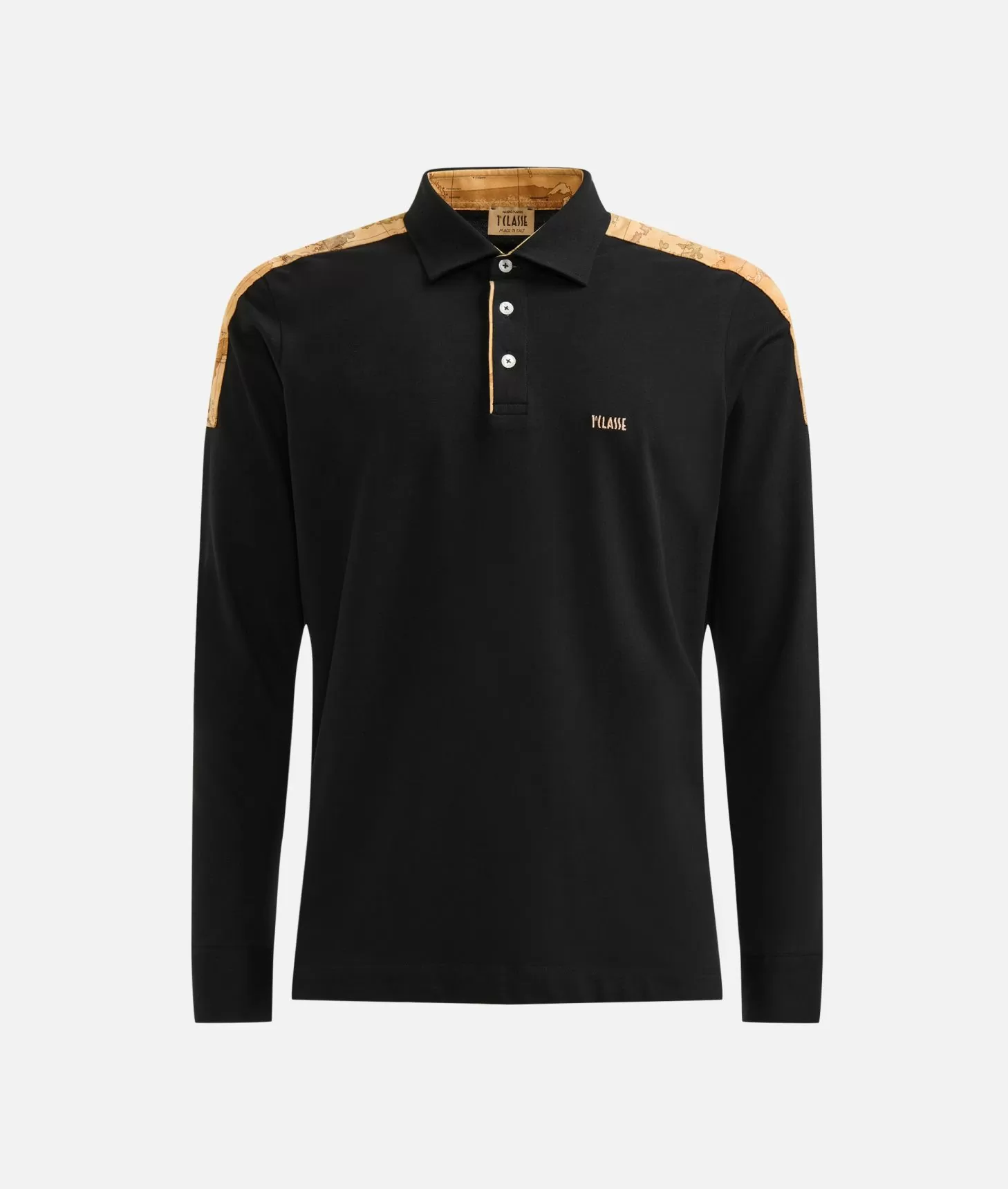Alviero martini 1a classe Polo a maniche lunghe in cotone stretch Nera Promozione