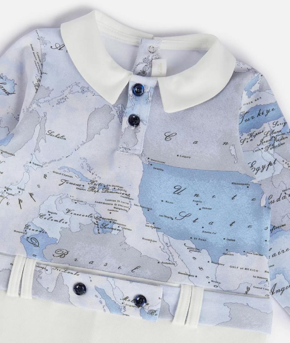 Alviero martini 1a classe Tutina in cotone senza piedini Geo Lord Azzurra Novità