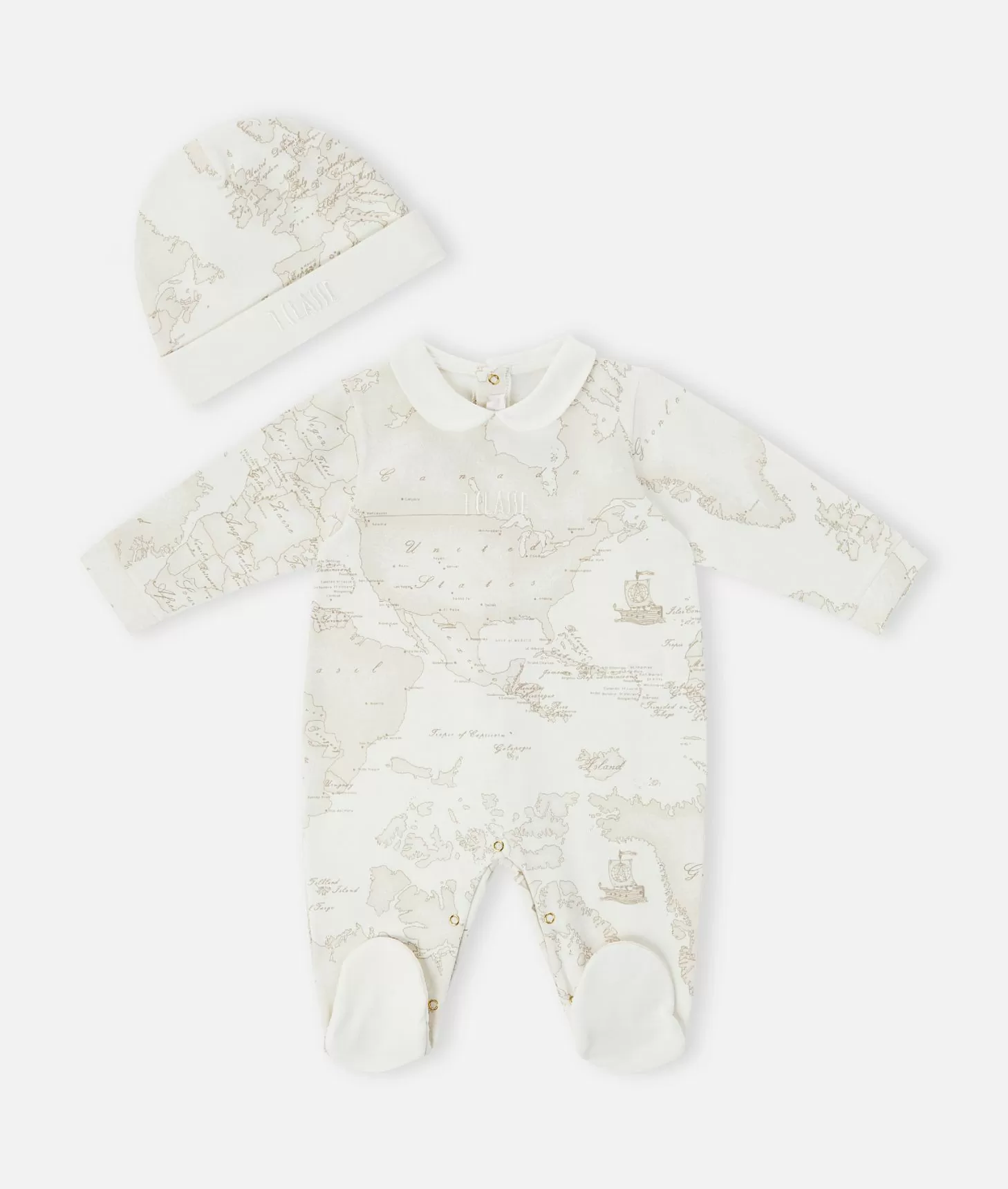 Alviero martini 1a classe Kit con tutina bavaglino e cappellino Geo White Vendita Calda