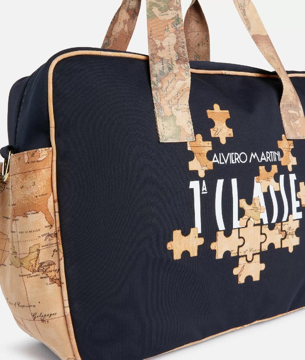 Alviero martini 1a classe Borsa per il cambio Geo Puzzle Blu Vendite Flash
