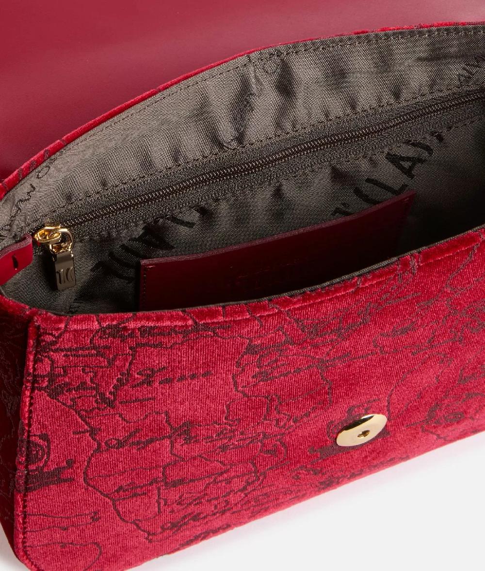 Alviero martini 1a classe Moments Bag tracolla con patta e catena in velluto Geo Filetto Rossa Italia