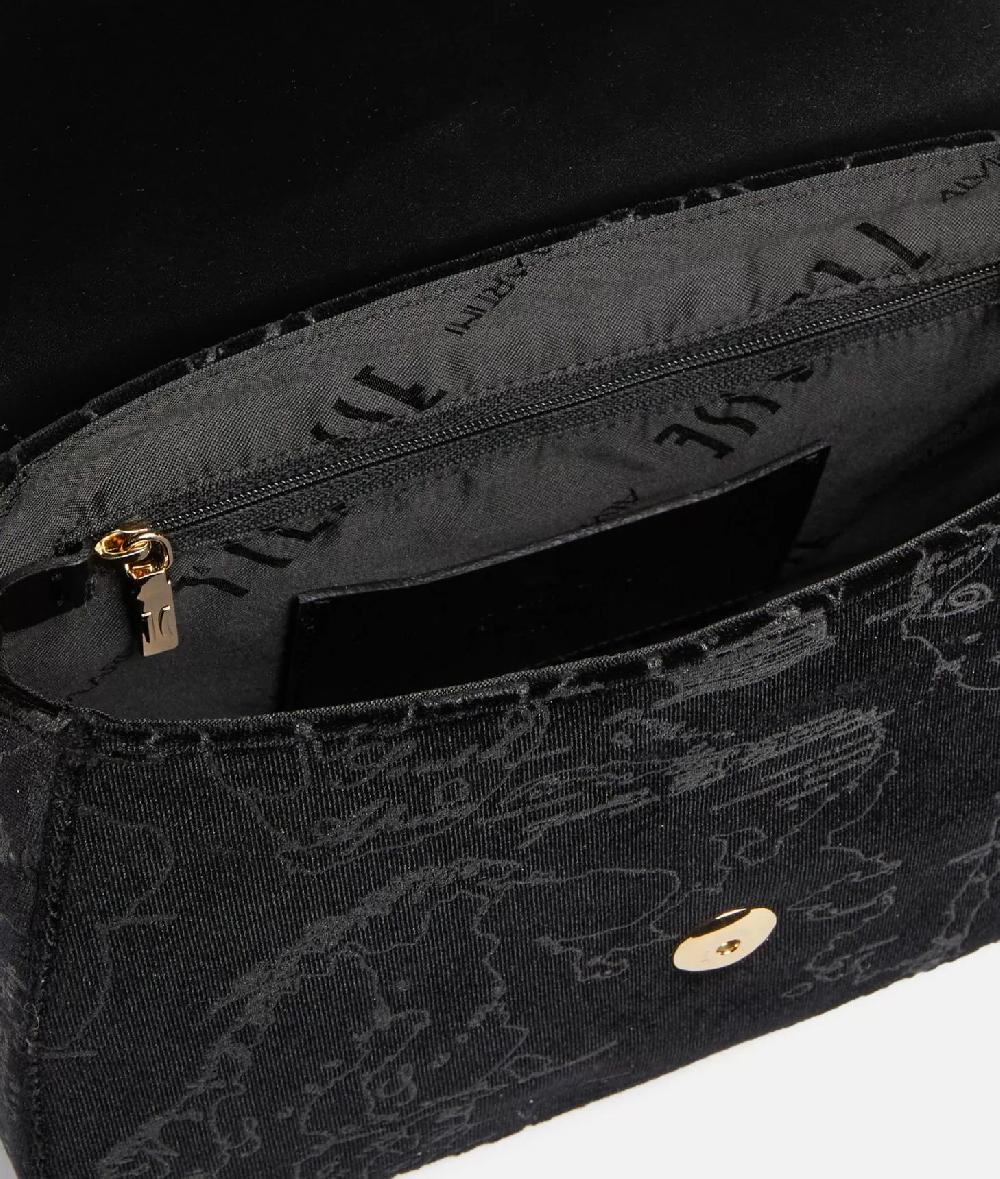 Alviero martini 1a classe Moments Bag tracolla con patta e catena in velluto Geo Filetto Nera 2025