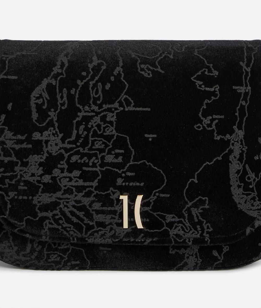 Alviero martini 1a classe Moments Bag tracolla con patta e catena in velluto Geo Filetto Nera 2025