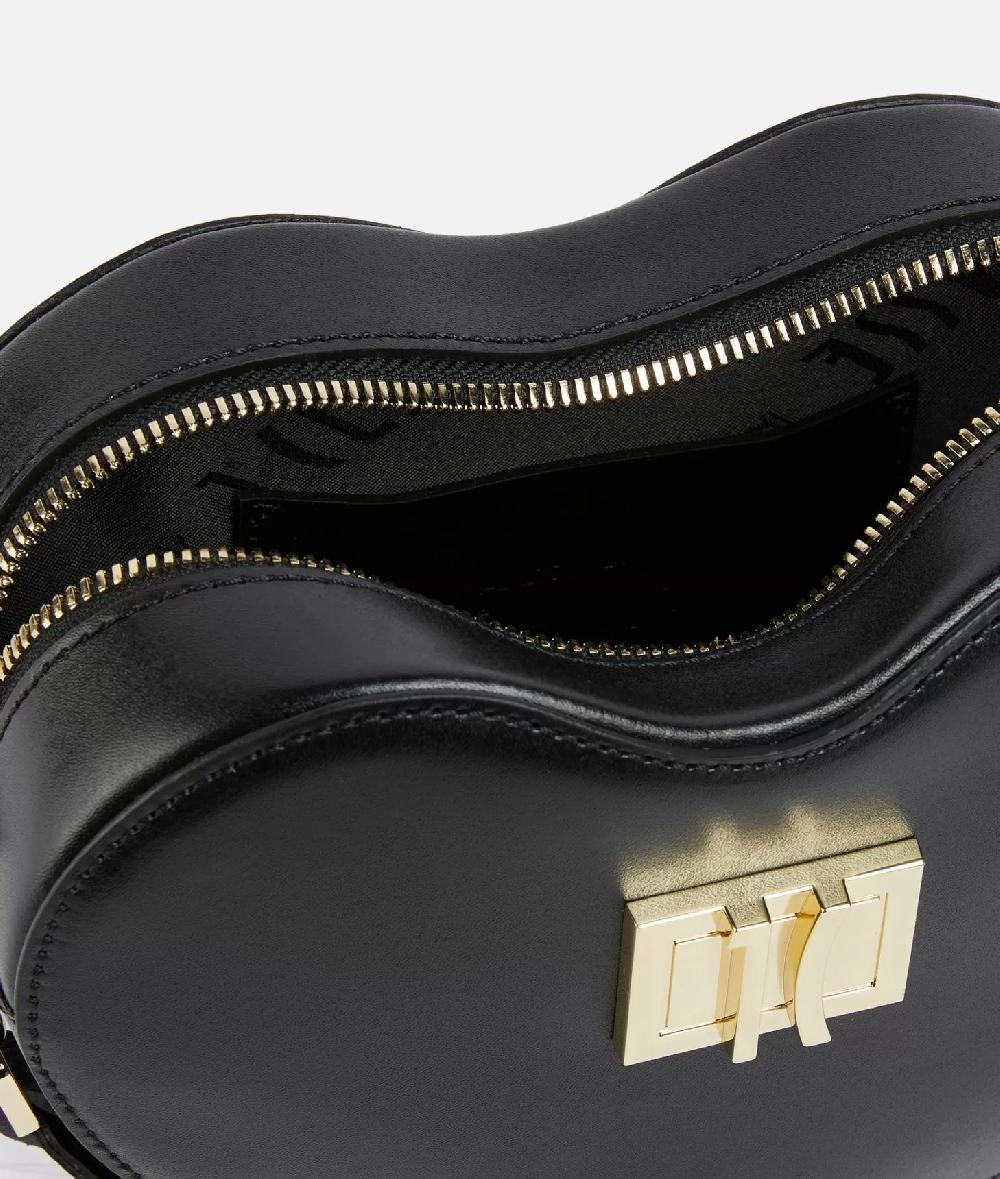 Alviero martini 1a classe Winter Spirit tracollina a cuore in pelle liscia Nera In Linea