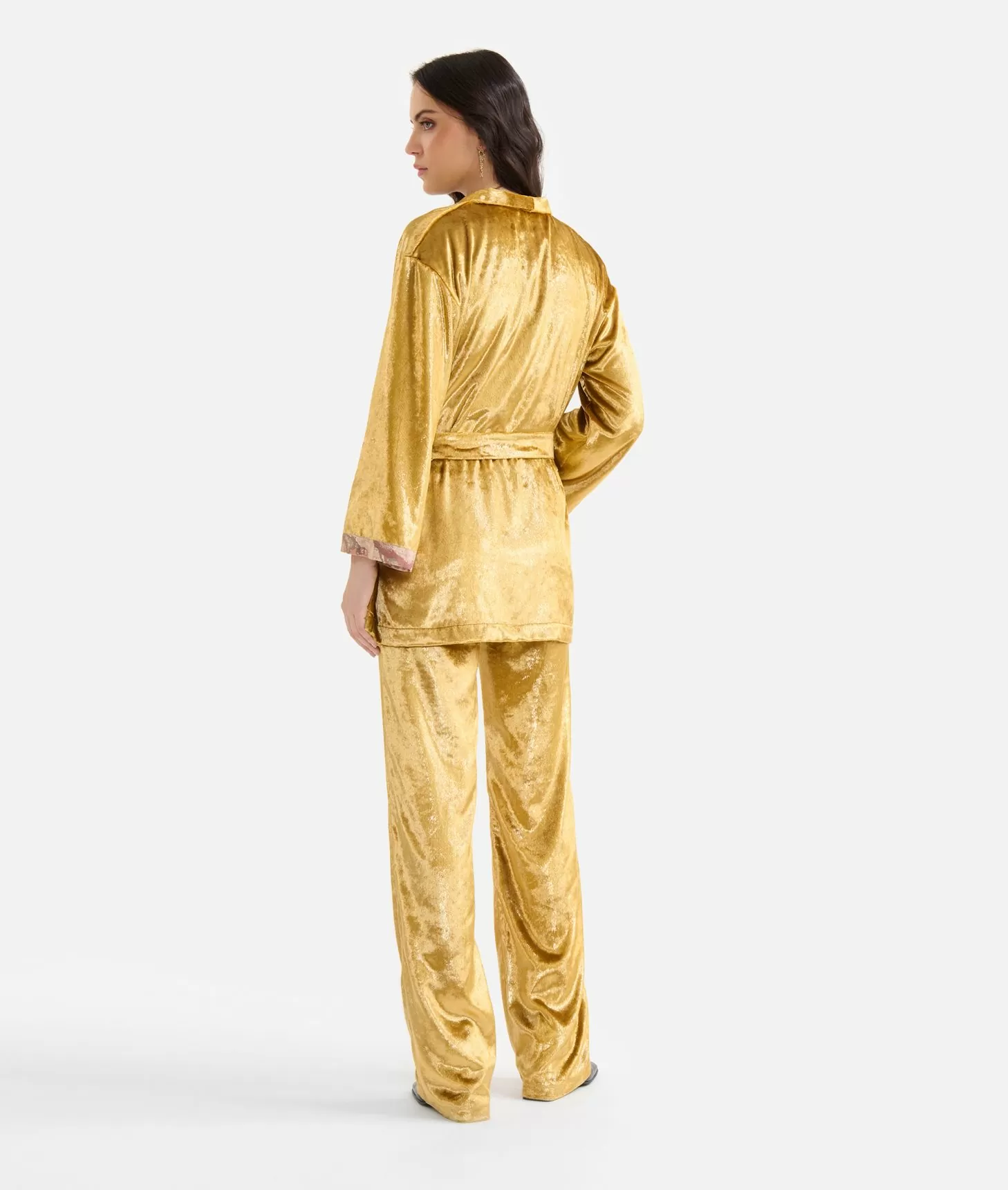 Alviero martini 1a classe Giacca kimono in velluto lurex special Oro Vendita Calda