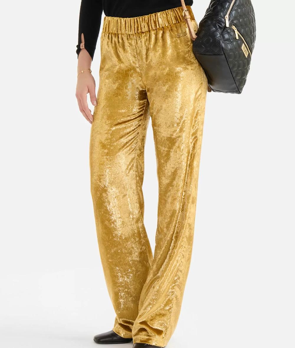 Alviero martini 1a classe Pantaloni palazzo in velluto lurex special Oro Vendita Economica