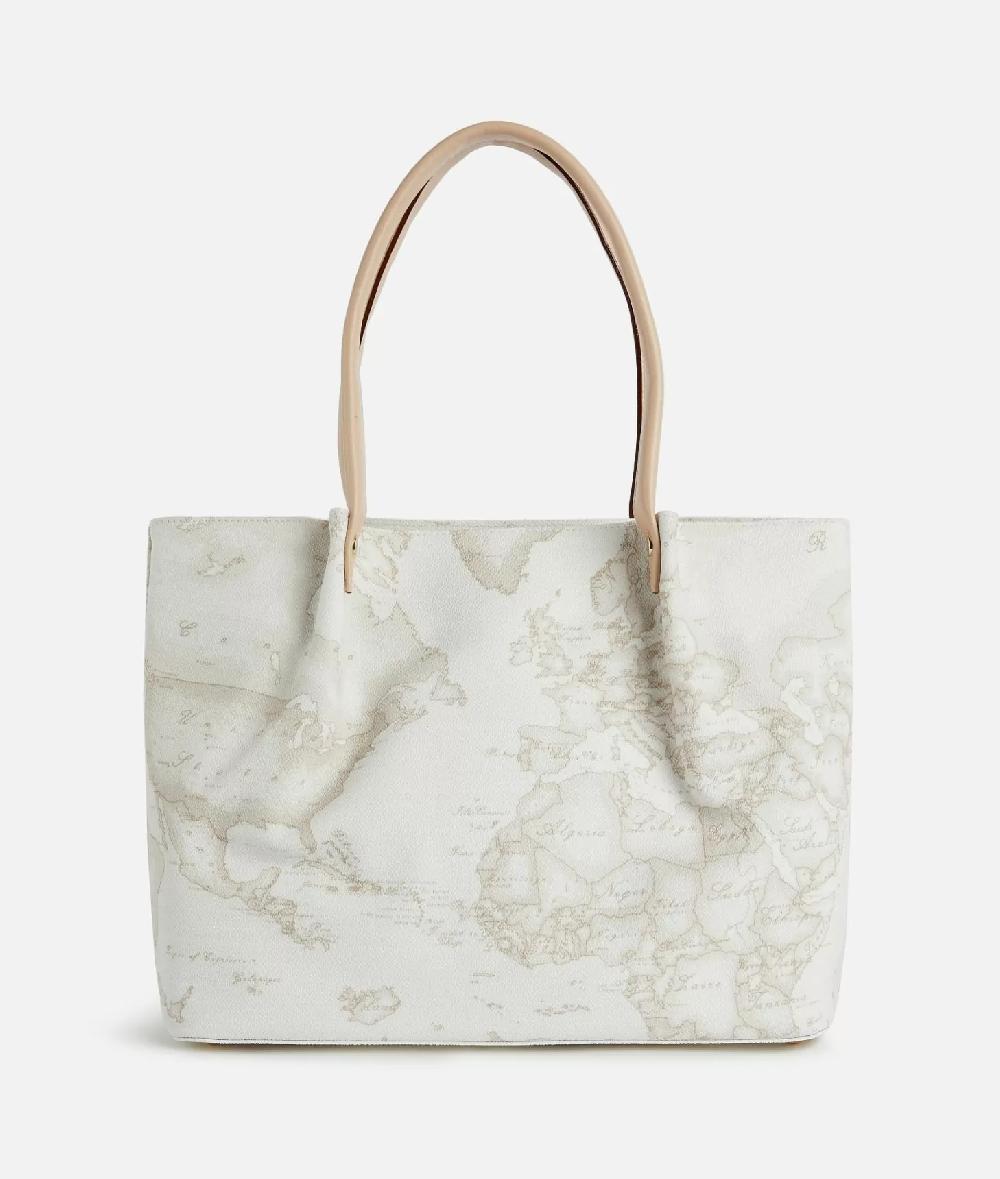 Alviero martini 1a classe Borsa shopping in tessuto stampa Geo White Bianca Pezzi Unici