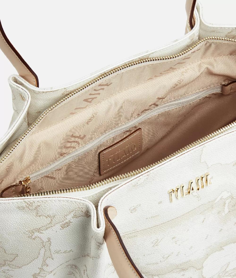 Alviero martini 1a classe Borsa shopping in tessuto stampa Geo White Bianca Pezzi Unici