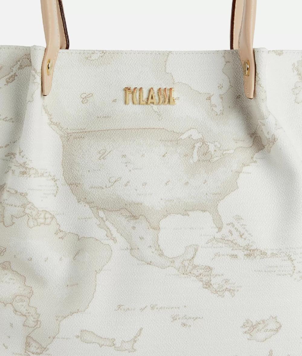 Alviero martini 1a classe Borsa shopping in tessuto stampa Geo White Bianca Pezzi Unici